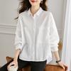 Blue Pure Cotton Shirt for Women Long-sleeved Autumn Clothes New Korean Style Design Loose Casual Versatile Top