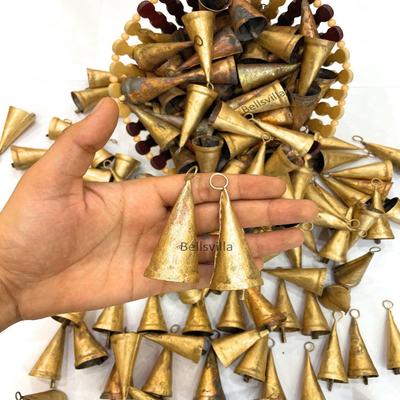 Pack of 10 8cm Metal Christmas Harmony Vintage Rustic & Rough Tin Bells Wall Hanging Decor Big Bells Cone Shape