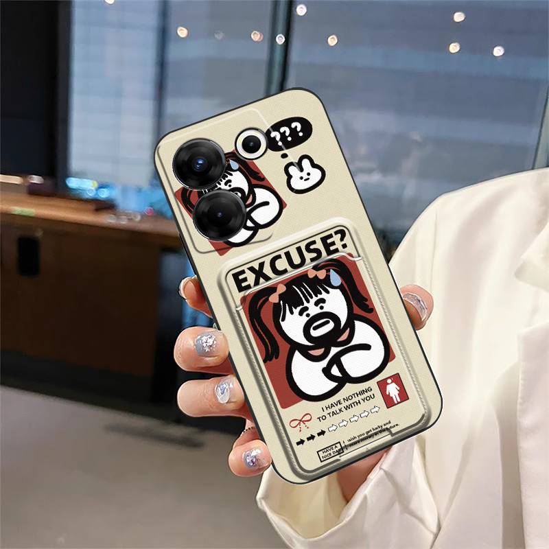 TPU Card Slot Phone Case For Tecno Camon20 Pro 5G/CK8n Fashion Design Cute Graffiti Cover Shockproof Silicone Cartoon