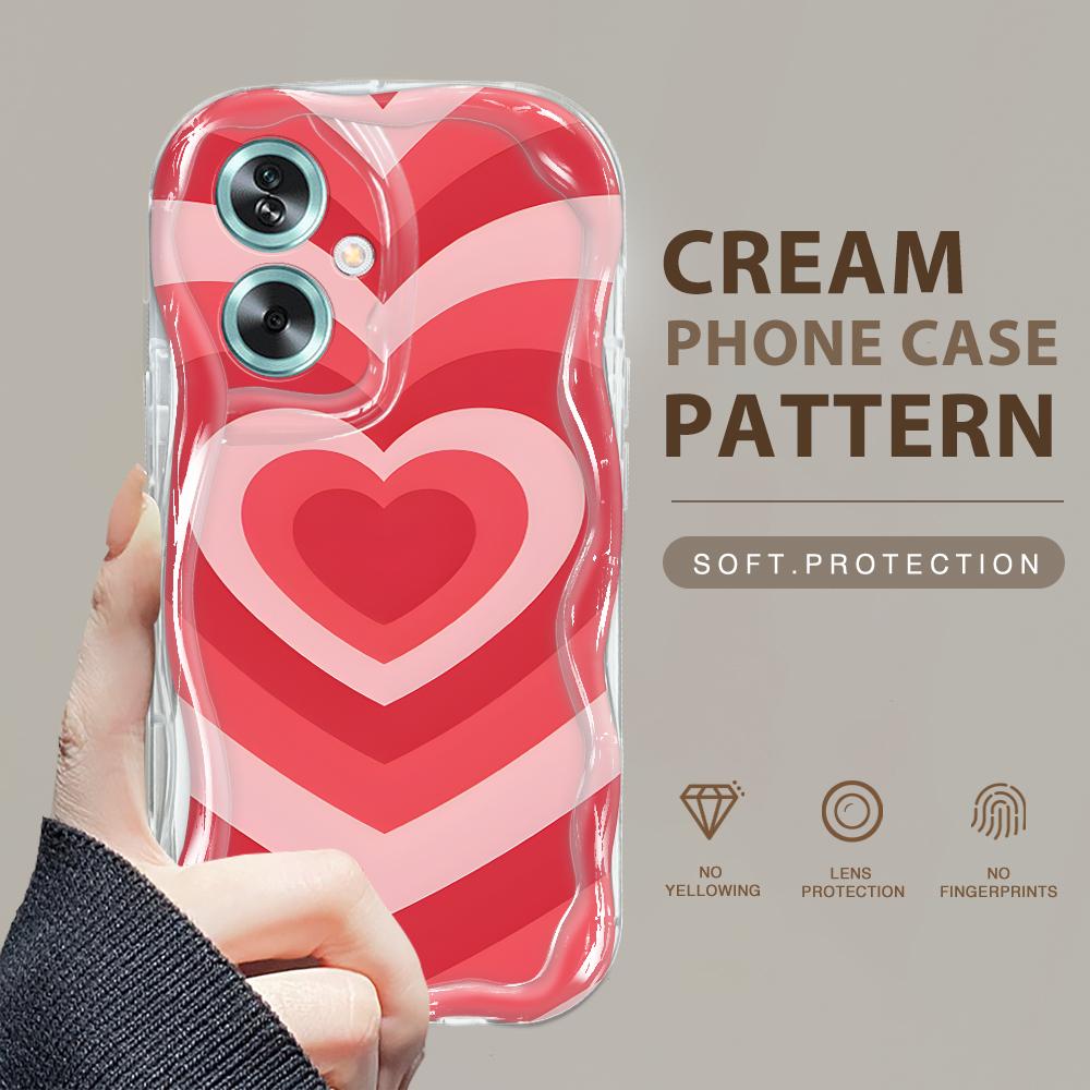 Cute Cartoon Pattern Cream Texture Casing Wavy Edge Soft Silicone Cover Phone Case for OPPO Reno Realme