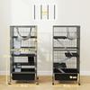 4-Tier Small Animal Cage with Ramps, Platforms, Hammock and Wheels, 52x52x115 cm, Grey
