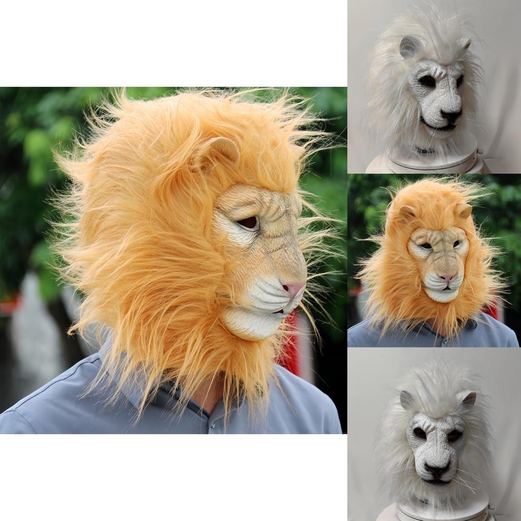 Latex Lion Mask With Elastic Fit For Halloween Costume Party And Cosplay Events