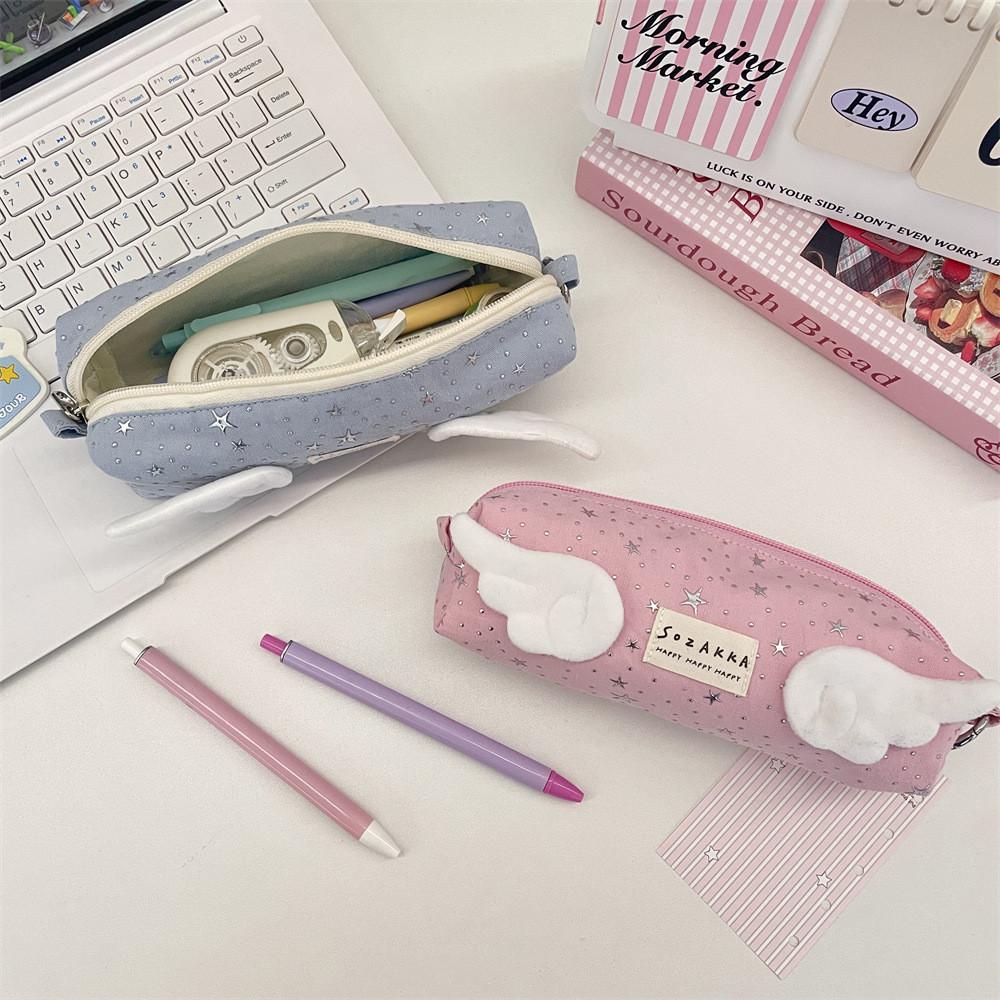 Angel Wings Star Pencil Case Large Capacity Storage Organizer For Students