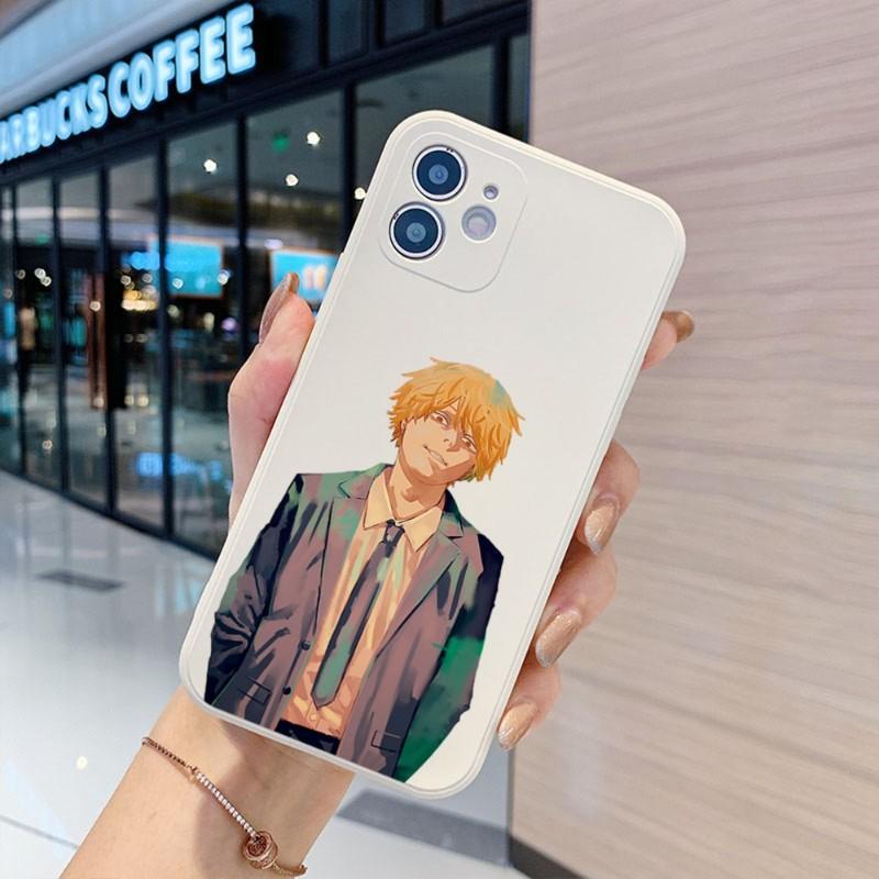 Japan Chainsaw Man Phone Case For IPhone 14 11 12 13 Pro Max X XR XSMax 6 6S 7 8 Plus SE 2022 Soft Square Color Phone Cover