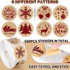 500/1000pcs, Christmas Kraft Paper Stickers for Gift Wrapping, Home, Room Decoration, Holiday, Party DIY Crafts Xmas Labels