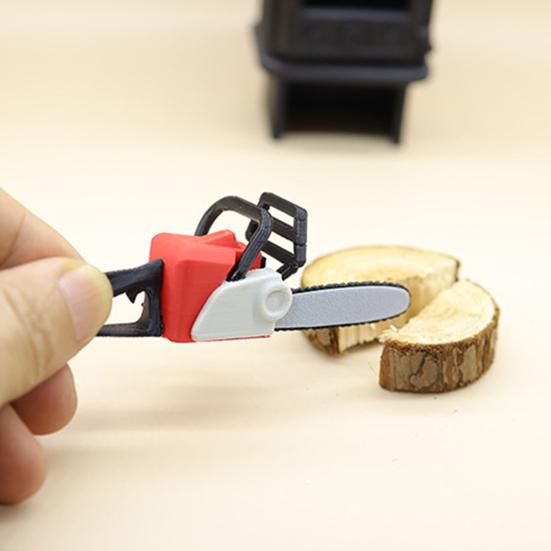 Miniature Chainsaw 1/12 Scale Realistic PLA Model Dollhouse Furniture Imaginative Play Hobbyist Dollhouse Accessory