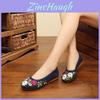 Ethnic Style Linen Slipon Shoes With Floral Embroidery For Daily Casual Women