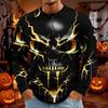 Men's Halloween Print Long Sleeve Round Neck T-Shirt Fashionable Top