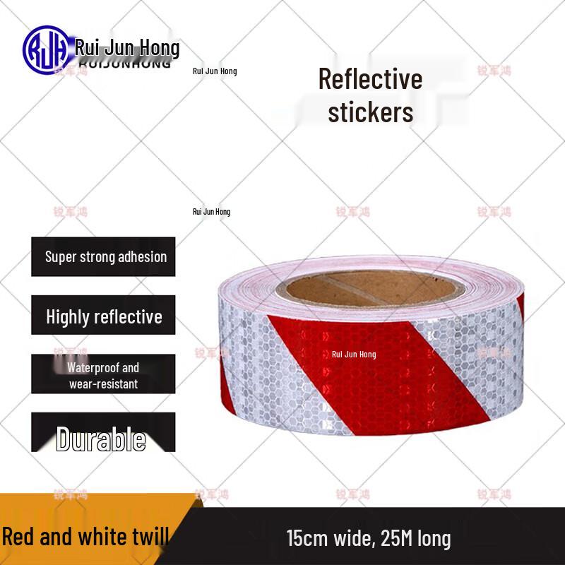 Red & White Diagonal Reflective Safety Tape