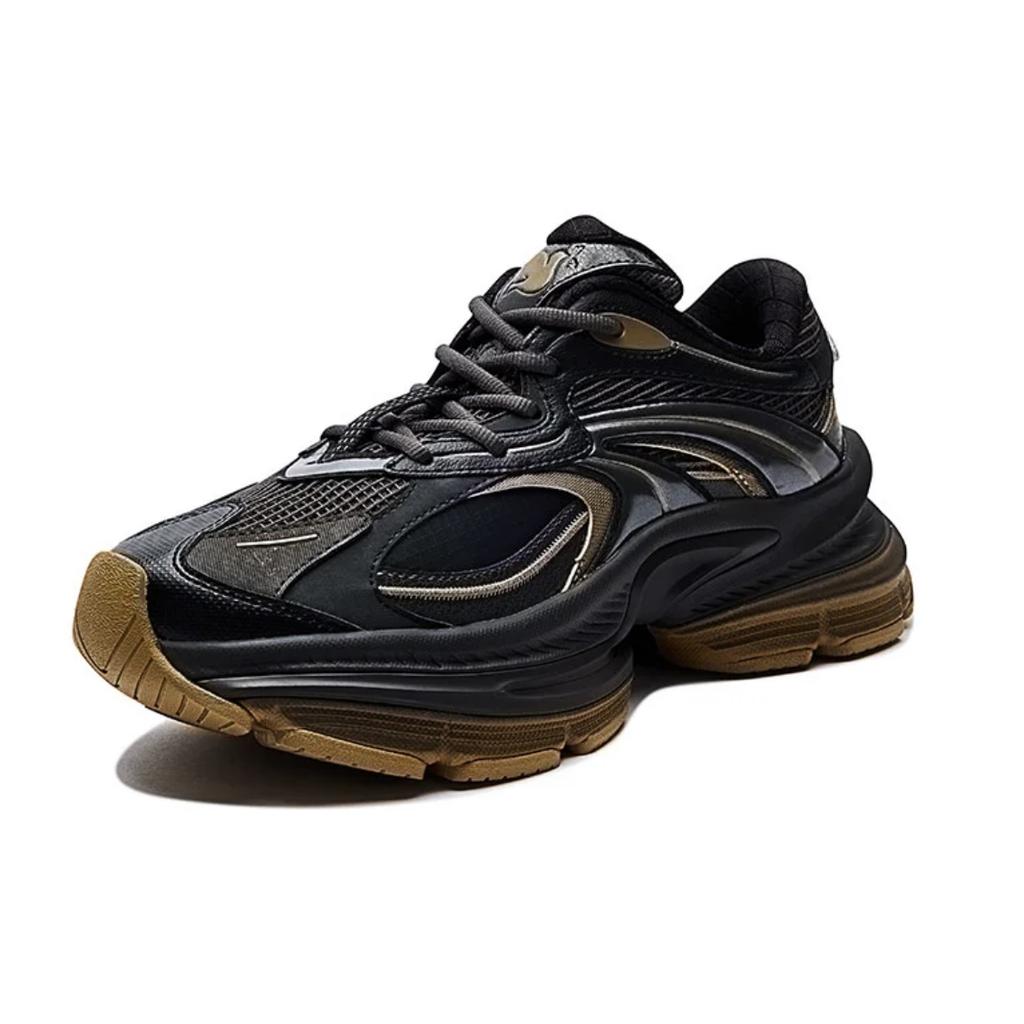 Anta Fuyiao 2 Five Rings Fashion Comfortable Non-Slip Wear-Resistant Increased Height Low-Top Dad Shoes Men Sneaker Black Gold 112518899X-2