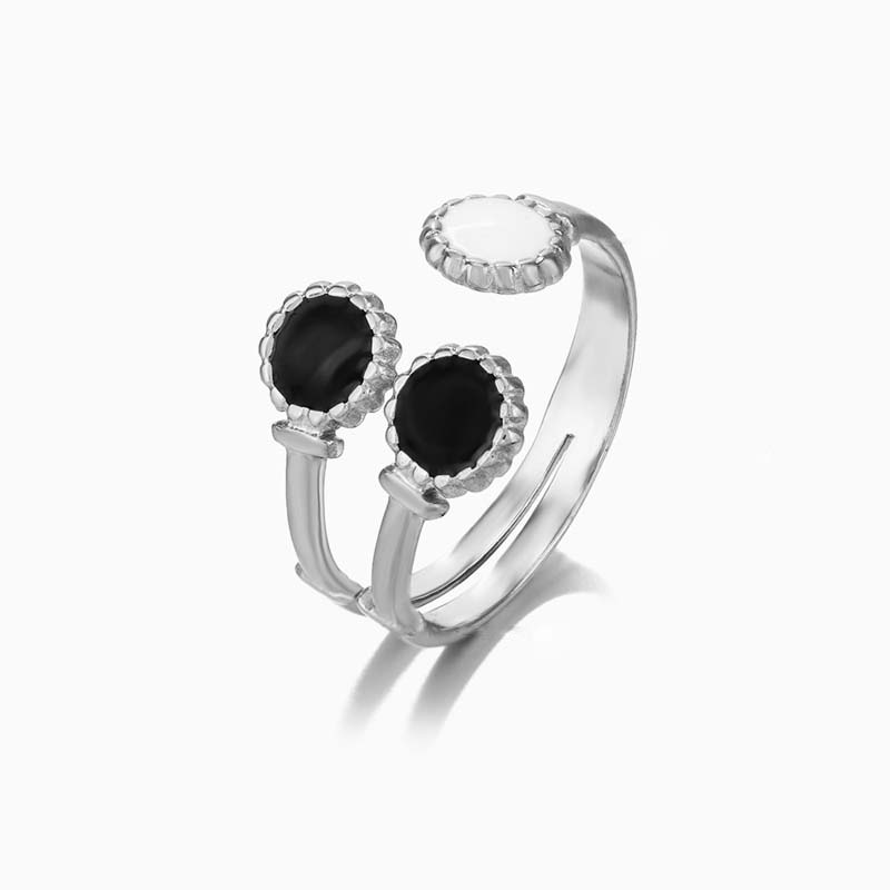 Fashion Stainless Steel Geometric Rings for Women Simple Black Color Dropping Oil Adjustable Rings Wedding Jewelry Gift Bijoux