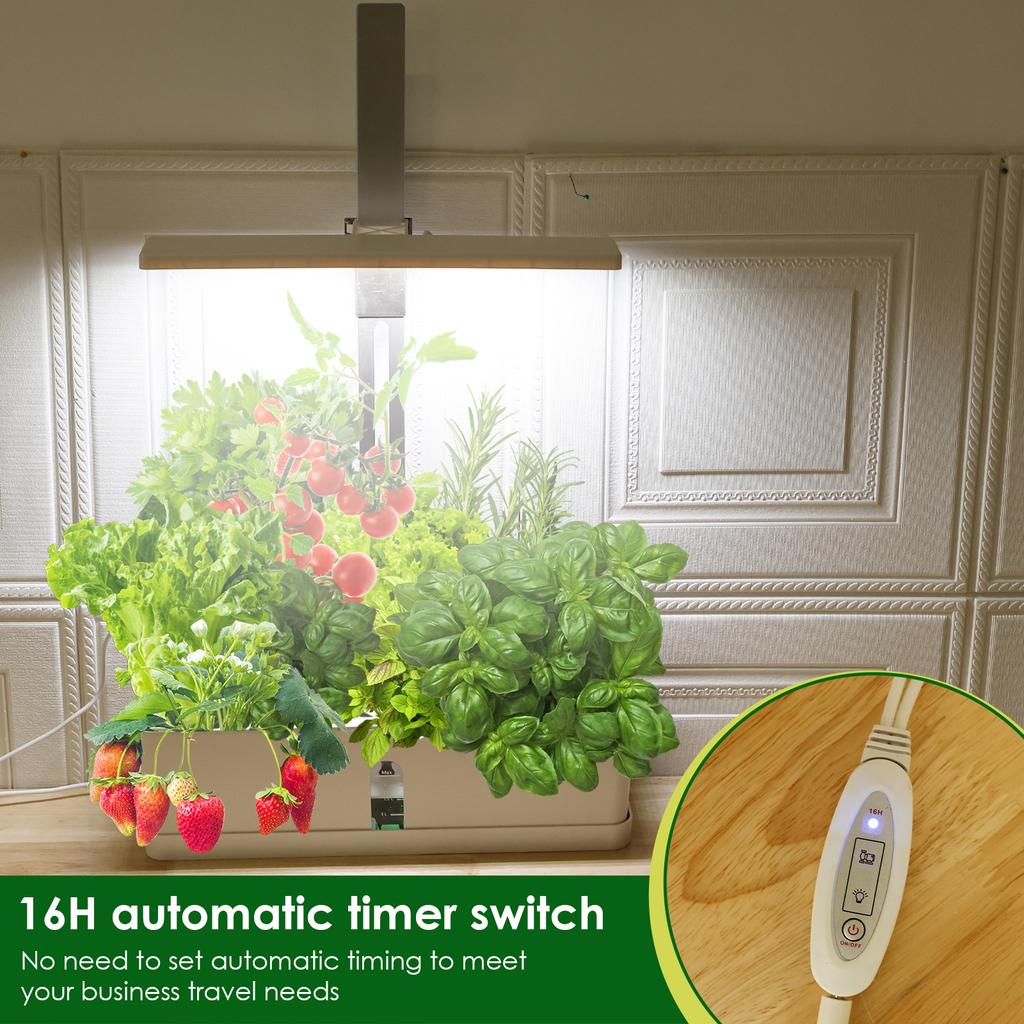 Hydroponic Grower Kit Full Spectrum Plant Grow Light with 2.5L Large Capacity Water Tank 16H Auto Timer Function Garden Planter