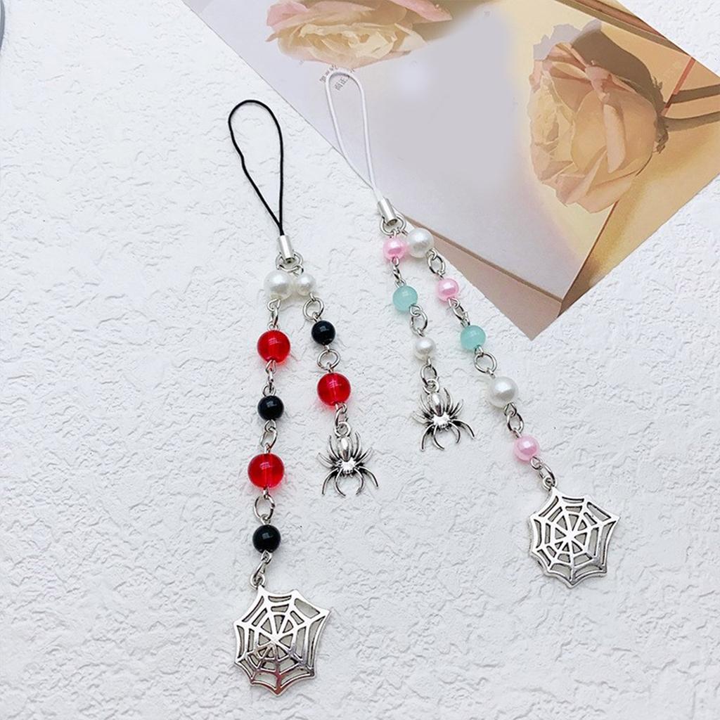 Zarter Spinnen-Handyanhänger Acrylperlen-Handykette Hängender Anhänger Riemen Taschen-Dekoration Lanyard Schlüsselanhänger-Zubehör