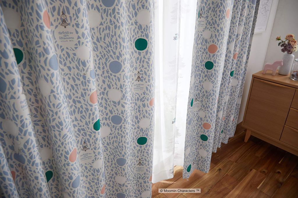 Suminoe MOOMIN Color Circle Curtain 1 100 x 178 Drape, Panel, cm, B, 323-75158