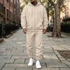 Men's Casual Loose Fit Lined Stand Collar Sweatshirt Jacket Set for Fall Winter