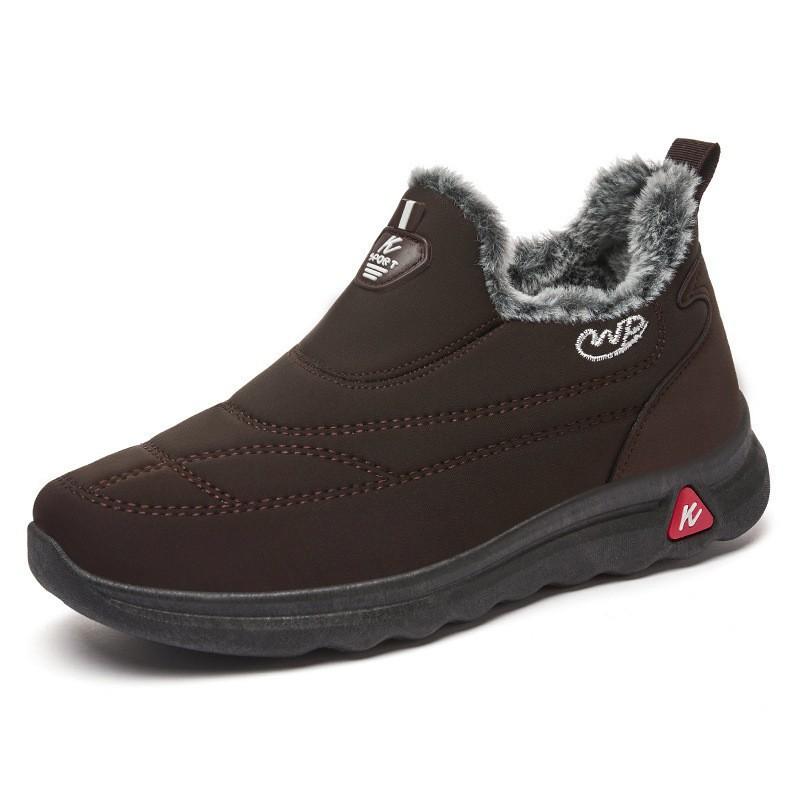 Men's and Women's Plus Size Winter Warm Fur-Lined Snow Boots with Fleece Lining, Ankle Boots, Slip-Resistant Hiking Boots, Cotton Boots