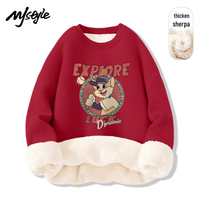 MJ STYLE Women's Lamb Fleece Round Neck Pullover Sweatshirt