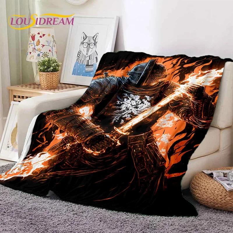 Chevalier Templier Croisé Dessin Animé Couverture Douce en Flanelle pour Lits Chambre Canapé Pique-nique, Couverture Jetée pour Couvrir Cadeau Extérieur