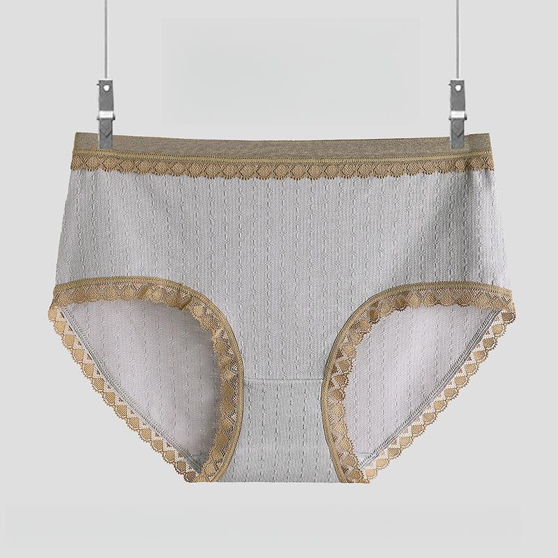 

Western Style Panties Made of Pure Cotton Breathable Mid Waist Antibacterial and Traceless Triangular Women’s Panties L серый
