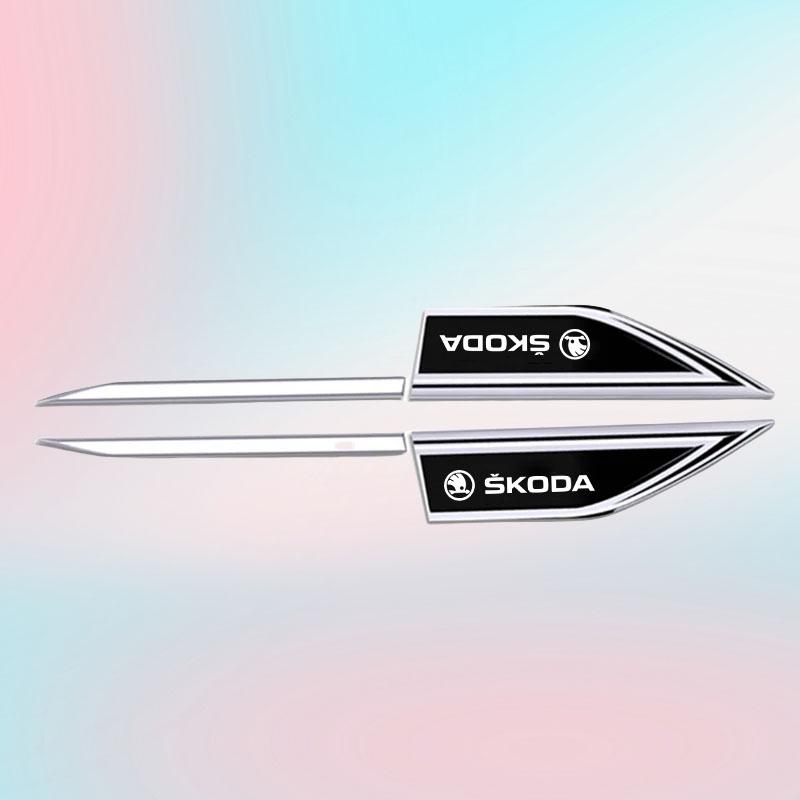 AAAAD1 2Pcs Car Stickers Badge Metal 3D Decorative Blade Style for Skoda VRS Octavia Kamiq Kodiaq Karoq RS Fabia Auto Accessories
