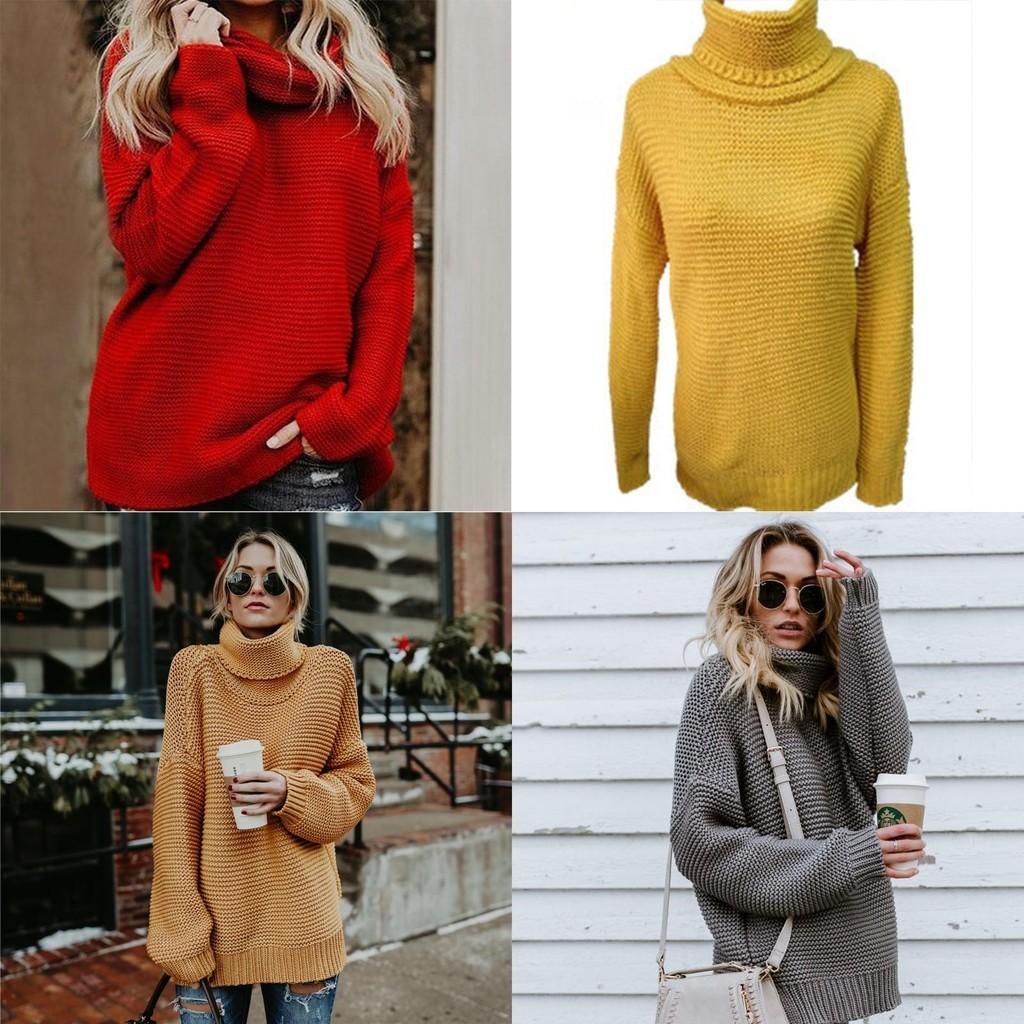 Morbido e Lussuoso Maglione Invernale da Donna con Collo Alto a Maglia Grossa per un Comfort Accogliente