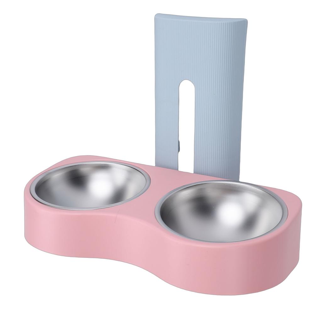 Wall Mounted Pet Feeding Bowl Stainless Steel Height Double Bowls Wall Pet Dish Feeding Station