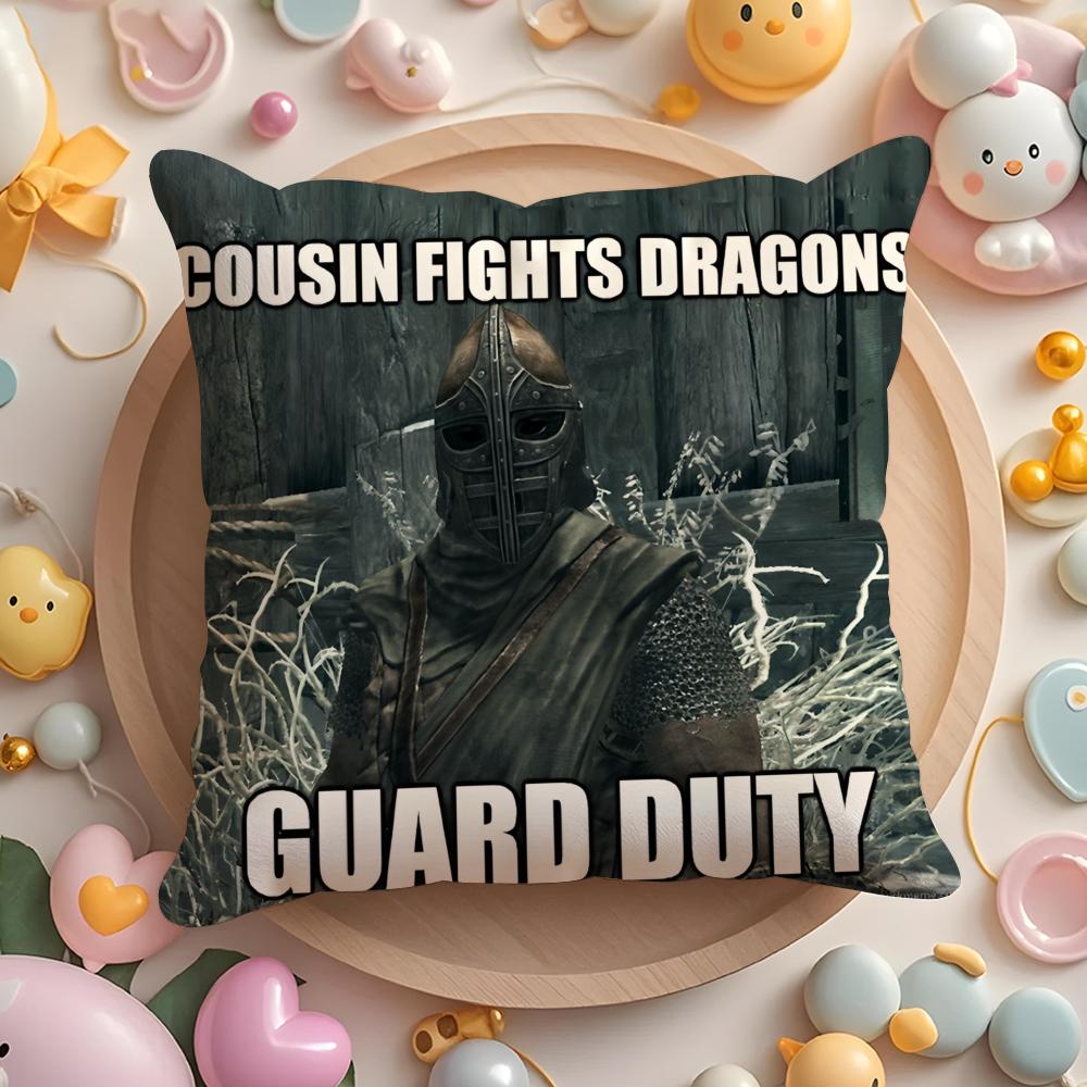 Hey Du Du Bist Endlich Wach SSkyrim Meme Kissenbezug Plüschstoff Weich Zweiseitig Bedruckt Sofa Warmes Zuhause Kissenbezug