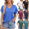 Summer V-neck Pure Color Casual Short-sleeved Women's T-shirts