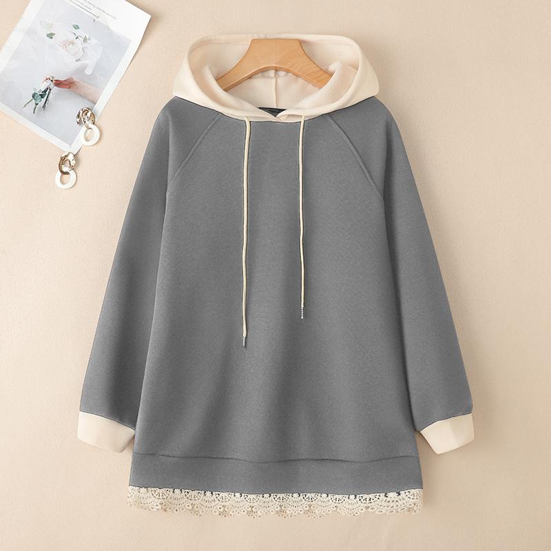 

ZANZEA Жіночі худі повсякденні з довгим рукавом осінні пуловери світшоти 4XL сірий колір