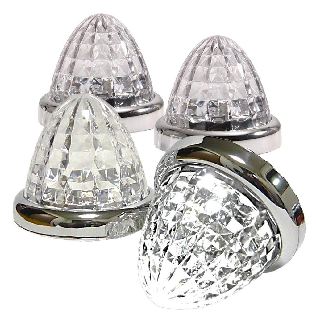 24V LED Marker Lamp Side Marker Plated Ring Truck Supplies Set of 4 (White)