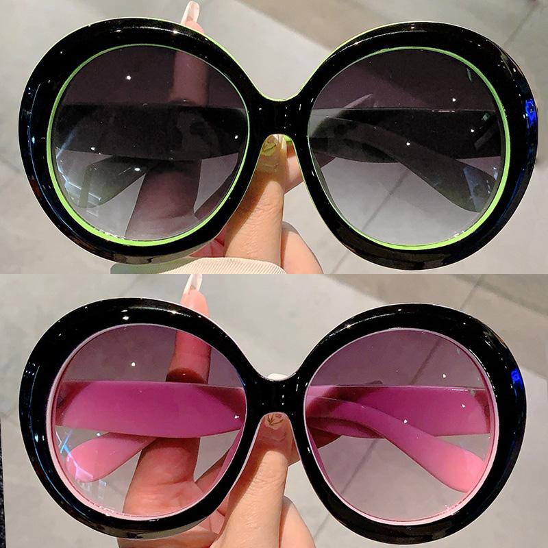 Fable Women's Pink Oversized Round Sunglasses Jelly Color Uv400 Vintage Punk Gradient For Men Popular Sun Shades Eyeglasses