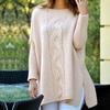 Europe, America, autumn and winter Ebay women's clothing medium and long solid color twisted loose sweater