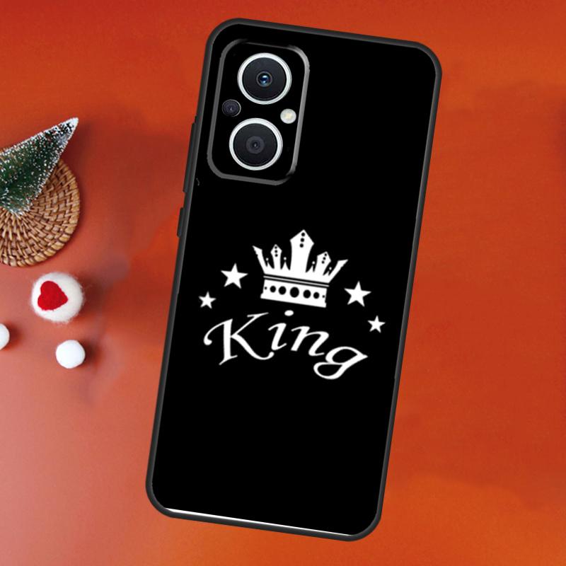 Crown QUEEN & KING Couples Case For OPPO Find X3 Lite X2 Neo X5 X6 Pro OPPO Reno 10 Pro 8T 5Z 4Z 4 5 6 7 8 Lite Cover