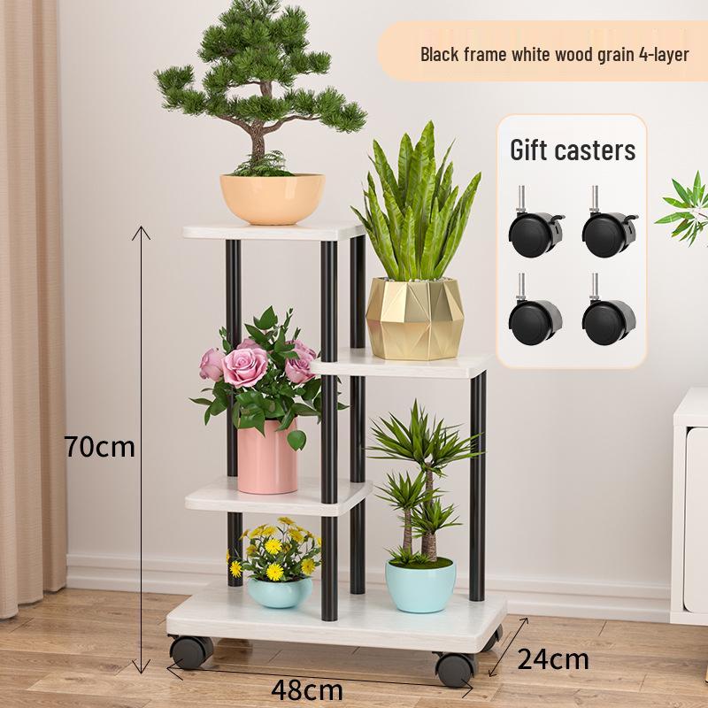 Wrought Iron Multi-Layer Tall Indoor Flower Stand for Living Room or Balcony