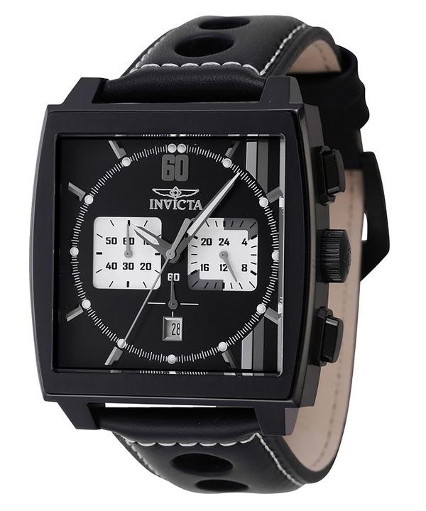 

Invicta S1 Rally Chronograph GMT с кожаным ремешком, кварцевые мужские часы с черным циферблатом INV46853 100M