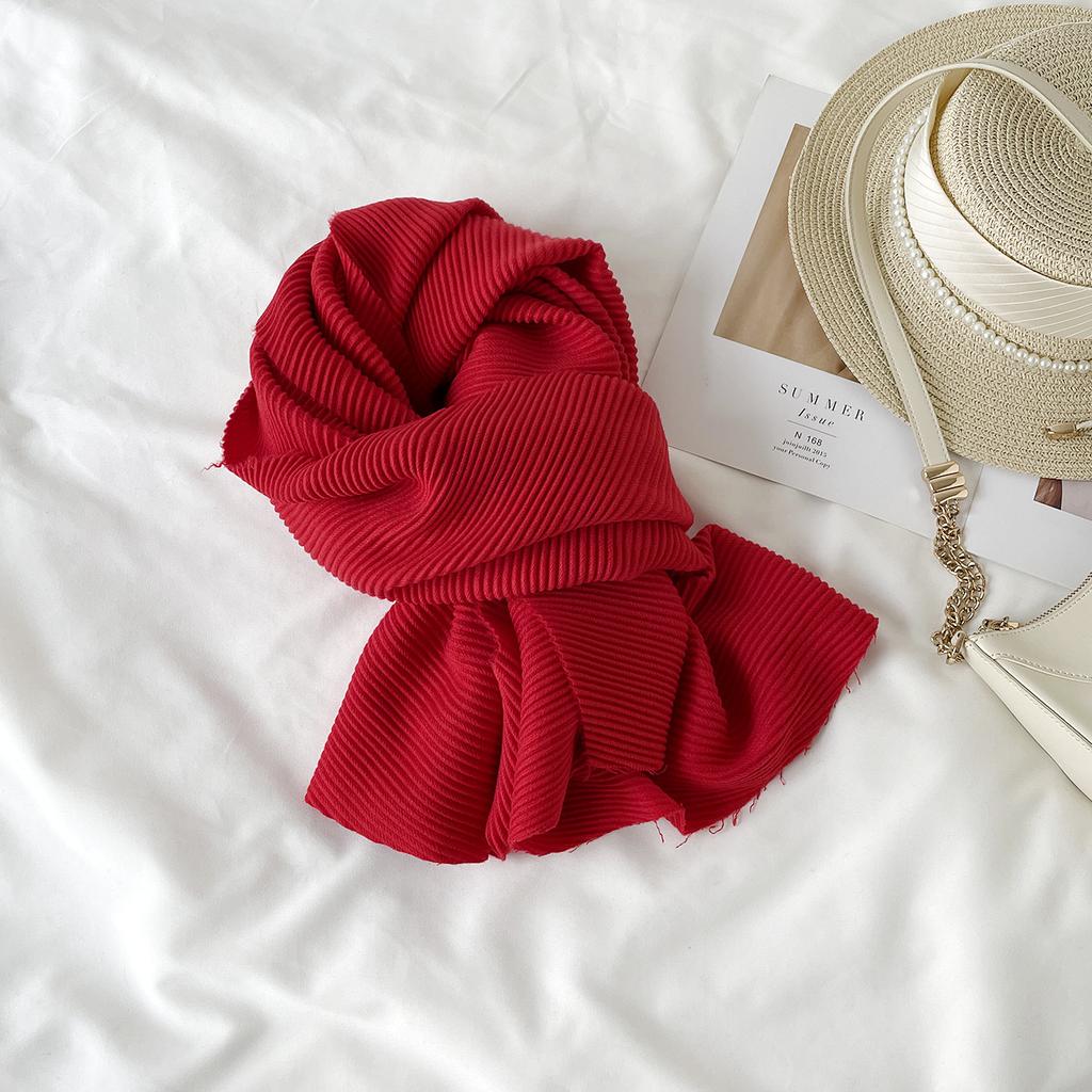 Wholesale Solid Color Scarf Winter Versatile Cashmere Scarf Fashion Pleated Warm Long Scarf Shawl Scarf Wholesale