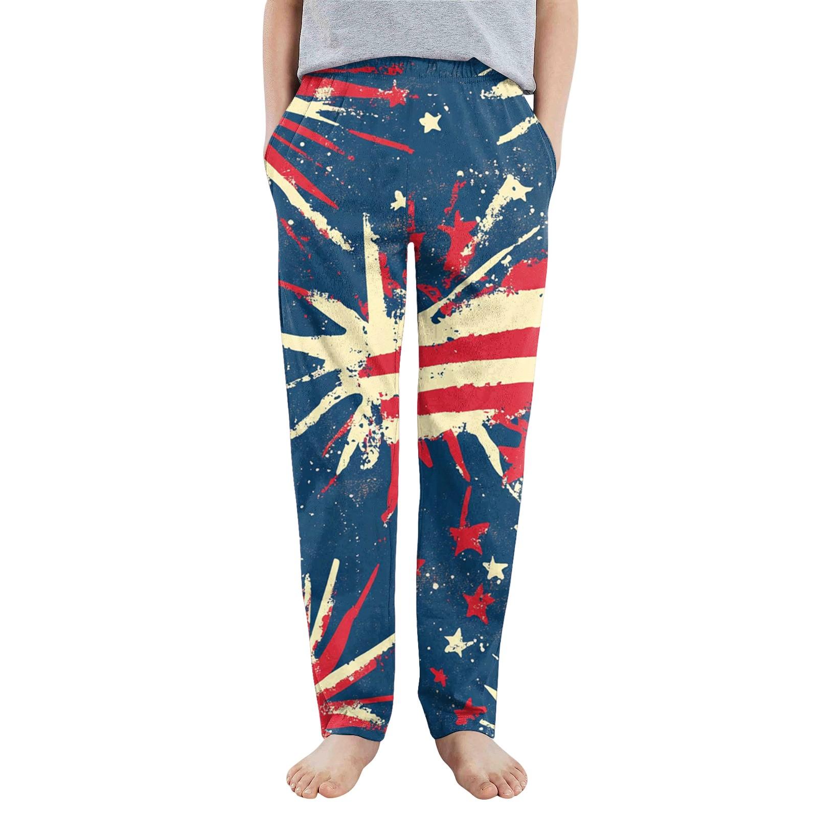 

Детские спортивные повседневные брюки с принтом на карманах для мальчиков и девочек в честь Дня независимости 130 тёмно-синий