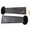 40CM Long Leather Sleeves Women's Rabbit Fur Cuffs Velvet Lining Warm and Fashionable Sheepskin Fingerless Gloves