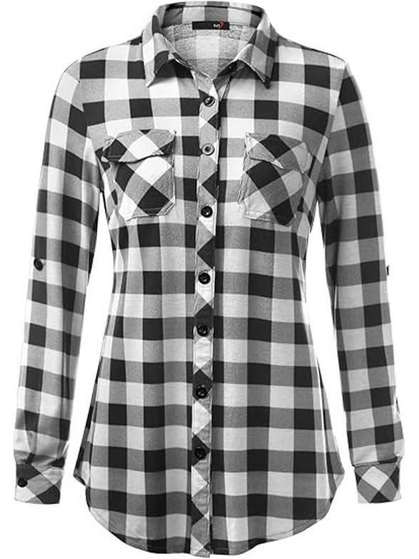 Top Rimodellante a Maniche Lunghe a Quadri Retrò da Donna Autunno/Inverno 2026