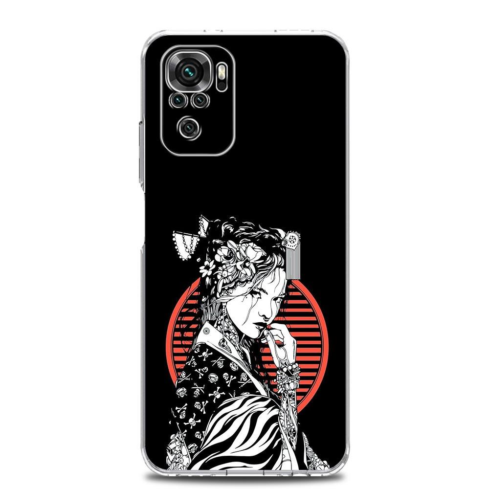 Japanese Bushido Samurai Clear Phone Case For Xiaomi Redmi Note 12 5G 9S 9 8 10 11 Pro+ 9T 8T 10C 9C 9A 7 Pro Soft Back Cover