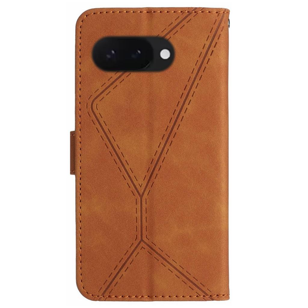 HT05 For Google Pixel 9a Case Skin-Touch Lines PU Leather Flip Phone Cover