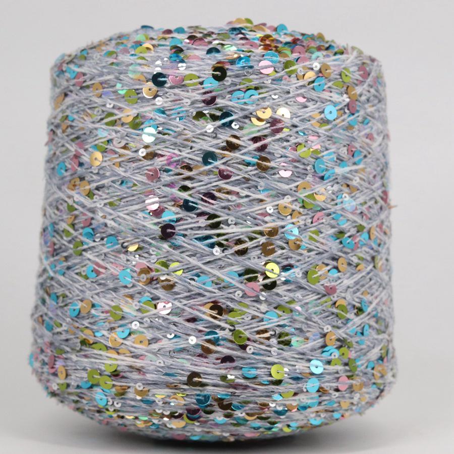 Hand-Knitted Bright Cotton Yarn with Sequins, 3MM+6MM, Combed and Fancy