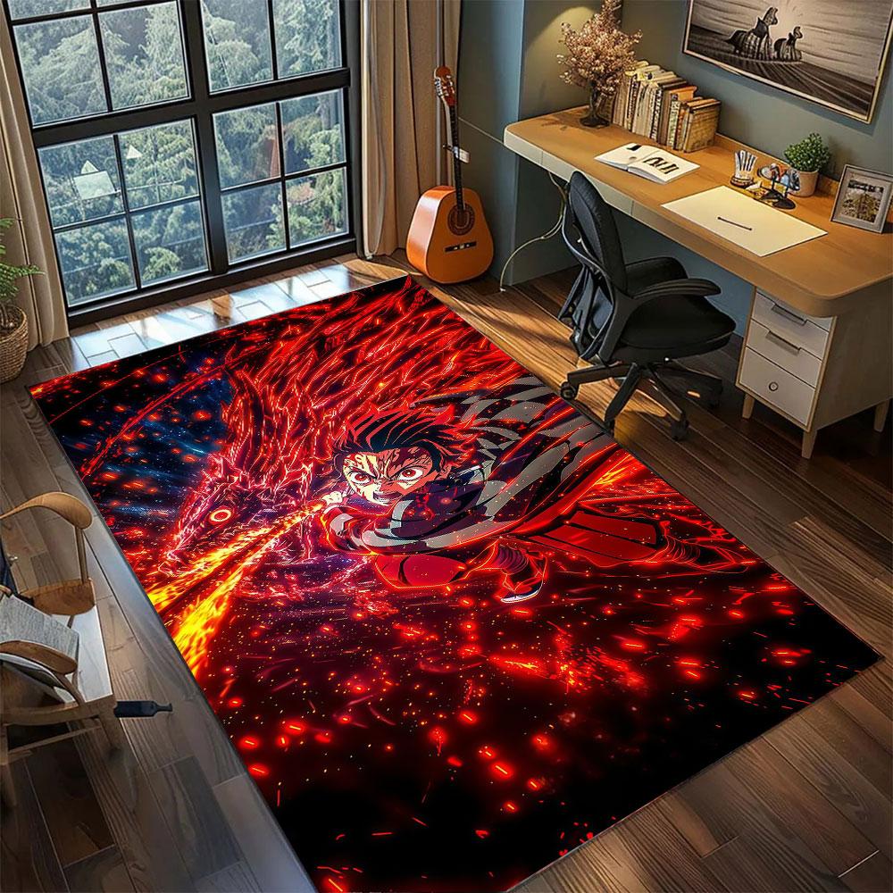 Nezuko Blood Demon Art Carpet for Living Room Bedroom Home Decor Cool Movie Mat Play Floor Mat
