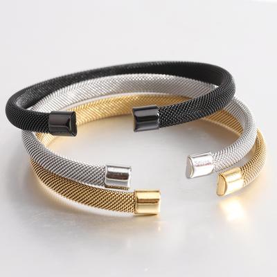 Simple and Stylish Personality Titanium Steel Mesh C- Shaped Bracelet Elastic Hipster Bracelet for Women