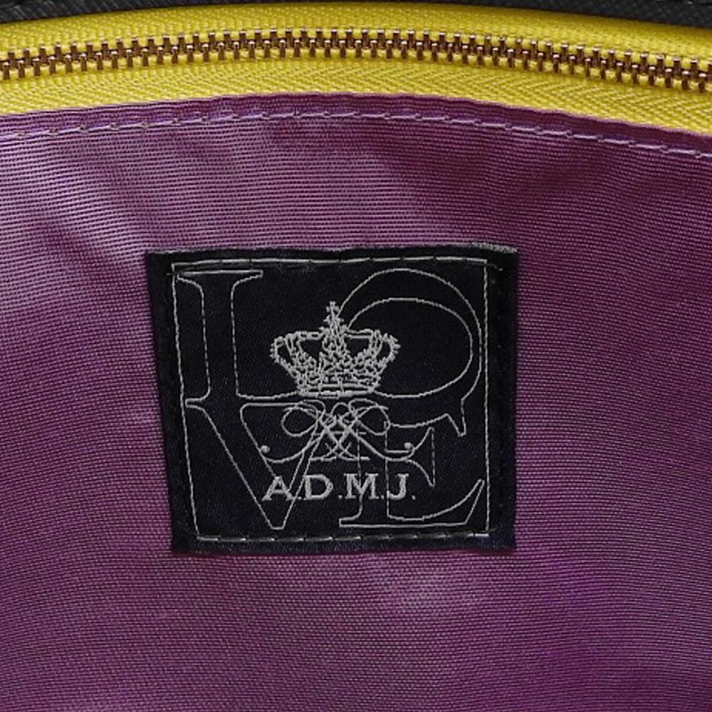 A.D.M.J. Accessoires De Mademoiselle Unused Calf Leather Square Tote Bag, Women's, Navy x Gold, 17AW01038 Tote Bag NavyUsed