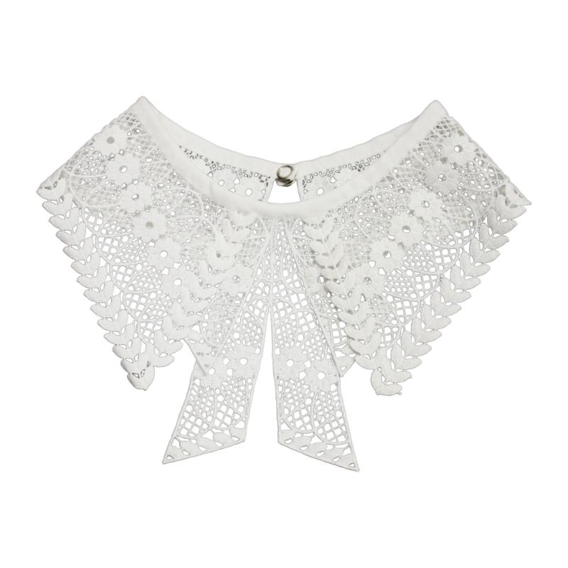 Women Elegant Embroidery Lace Neckline Fake Collar False Bowtie Bowknot Detachable Collar Fashion Clothing Accessories