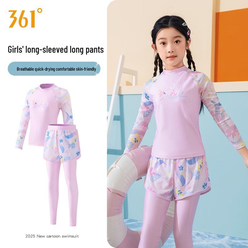 361° Girls  Long-Sleeve Two-Piece Skirt Swimsuit 160