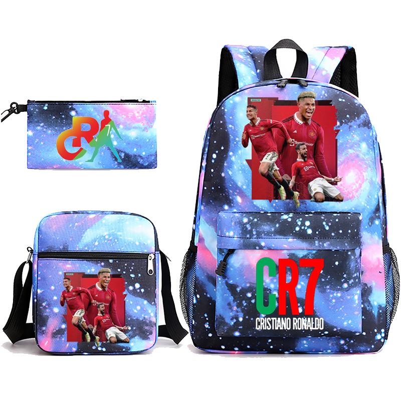 2023C Luo Surrounding Character Printed Backpack Three-piece Student School Bag + Shoulder Bag + Pencil Case Set