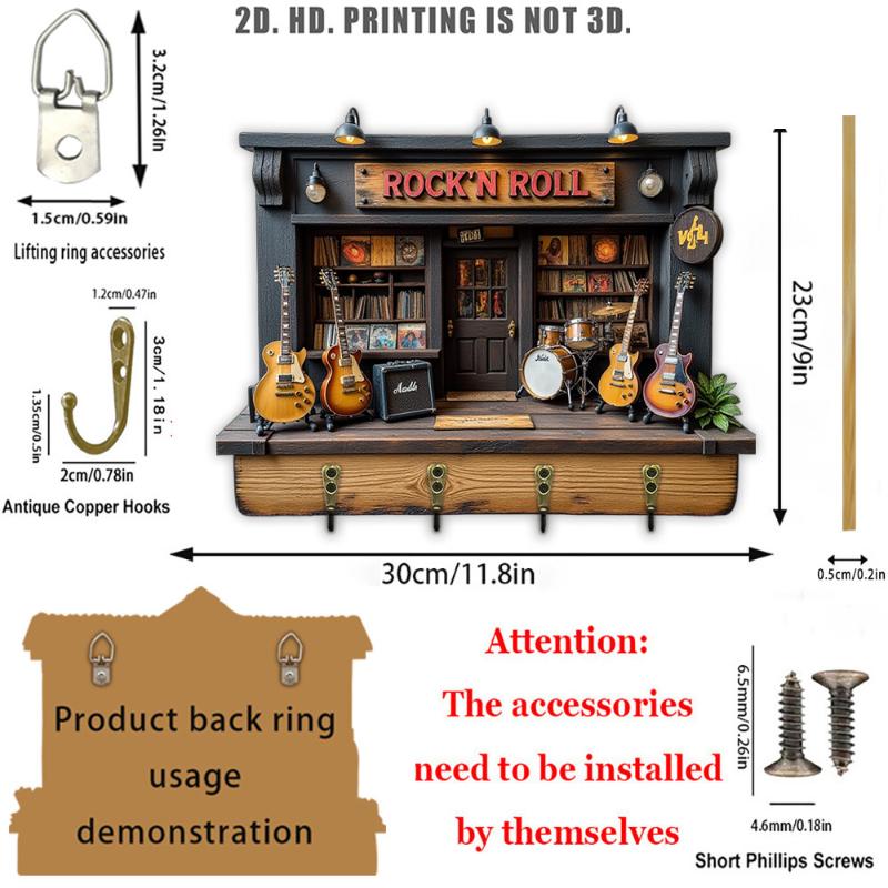 Vintage 3D Wooden Wall Mount Key Hook Retro Hanging Key Holder Rack Ideal Gift for Home Shop Owner Decor Use