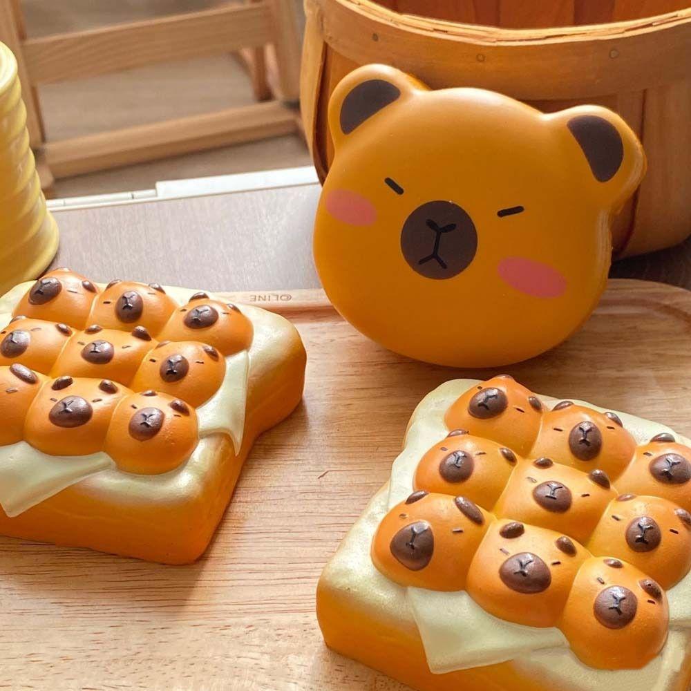 Hand Relaxing Squishy Capybara Toy Fidgets Toys Simulated Bread Squeeze Toy Sticky Soft Rebound Cake Squishy Toy Birthday Gift